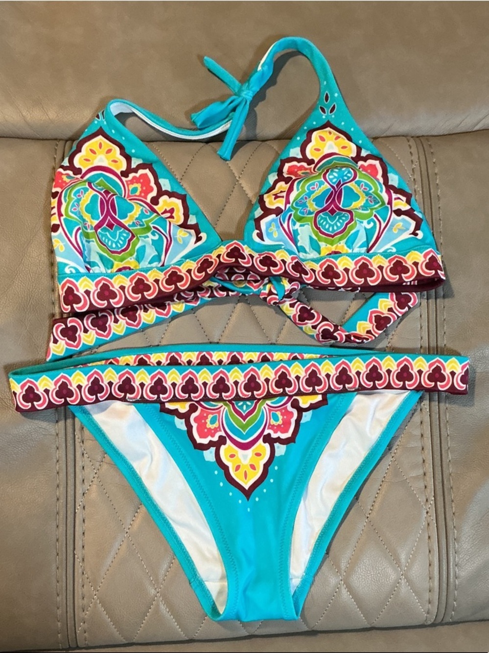 Victoria's Secret Turquoise Multi-Color Printed Bikini